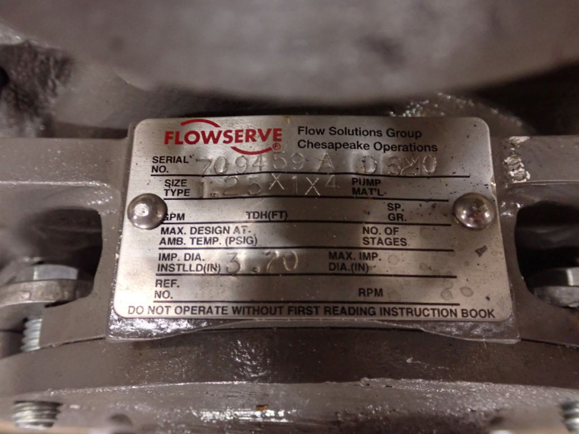 Lot of (3) Flowserve Pumps - (1) Type: D512; (1) Serial No. 709459; (1) Part No. 875-384-0028; - Image 6 of 12