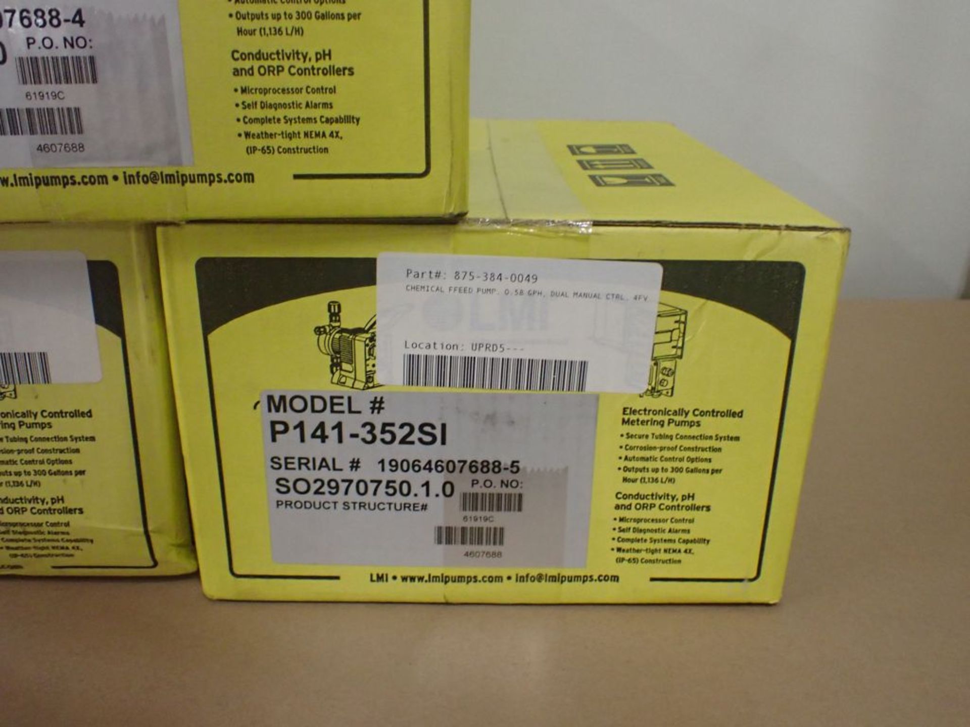 Lot of (3) LMI Chemical Feed Pumps - (2) Part No. P141-352SI; (1) Part No. PD041-822SI; New Surplus; - Image 6 of 7