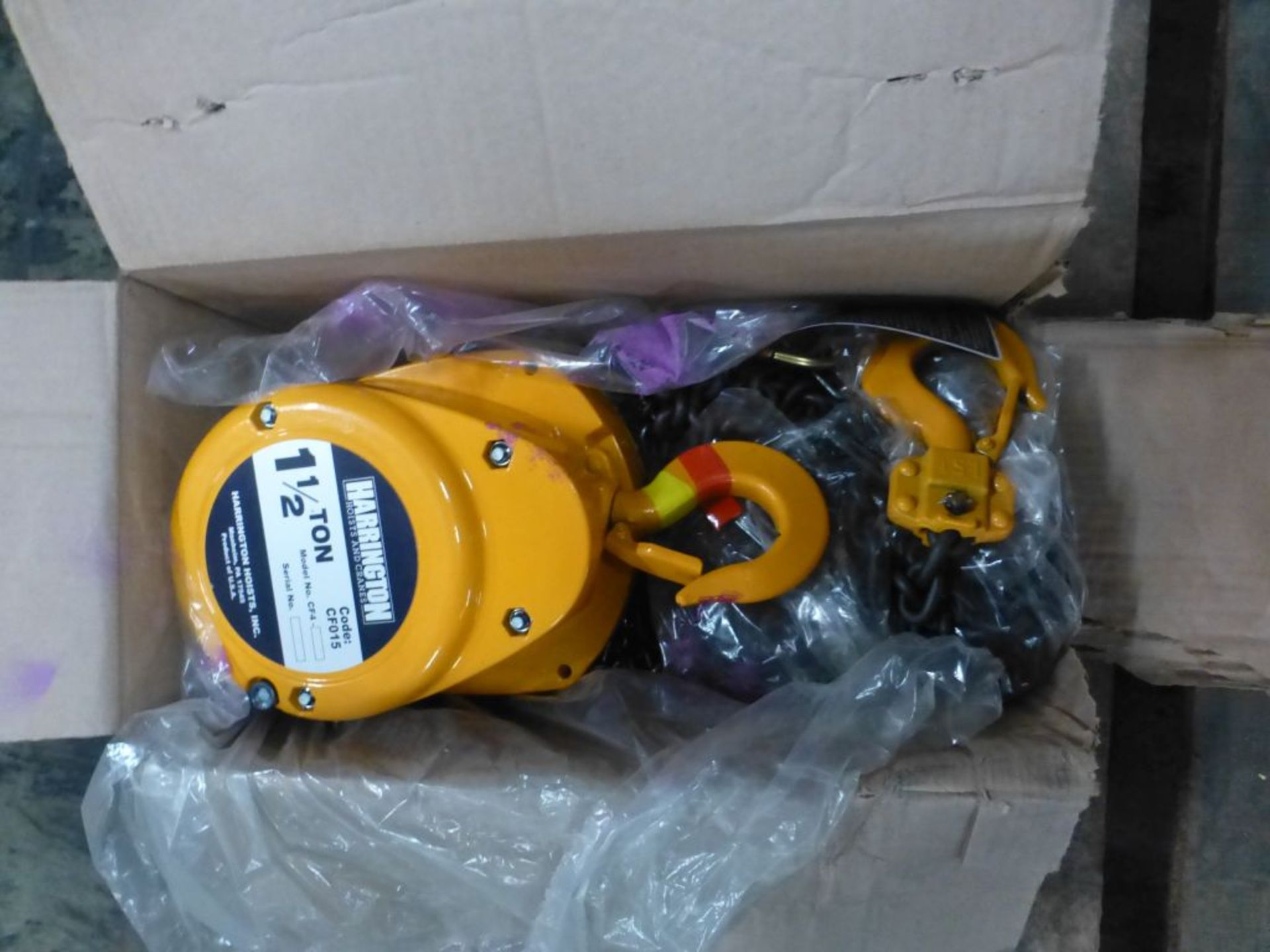 Harrington 1.5 Ton Hoist|Model No. CF4; Tag: 225216