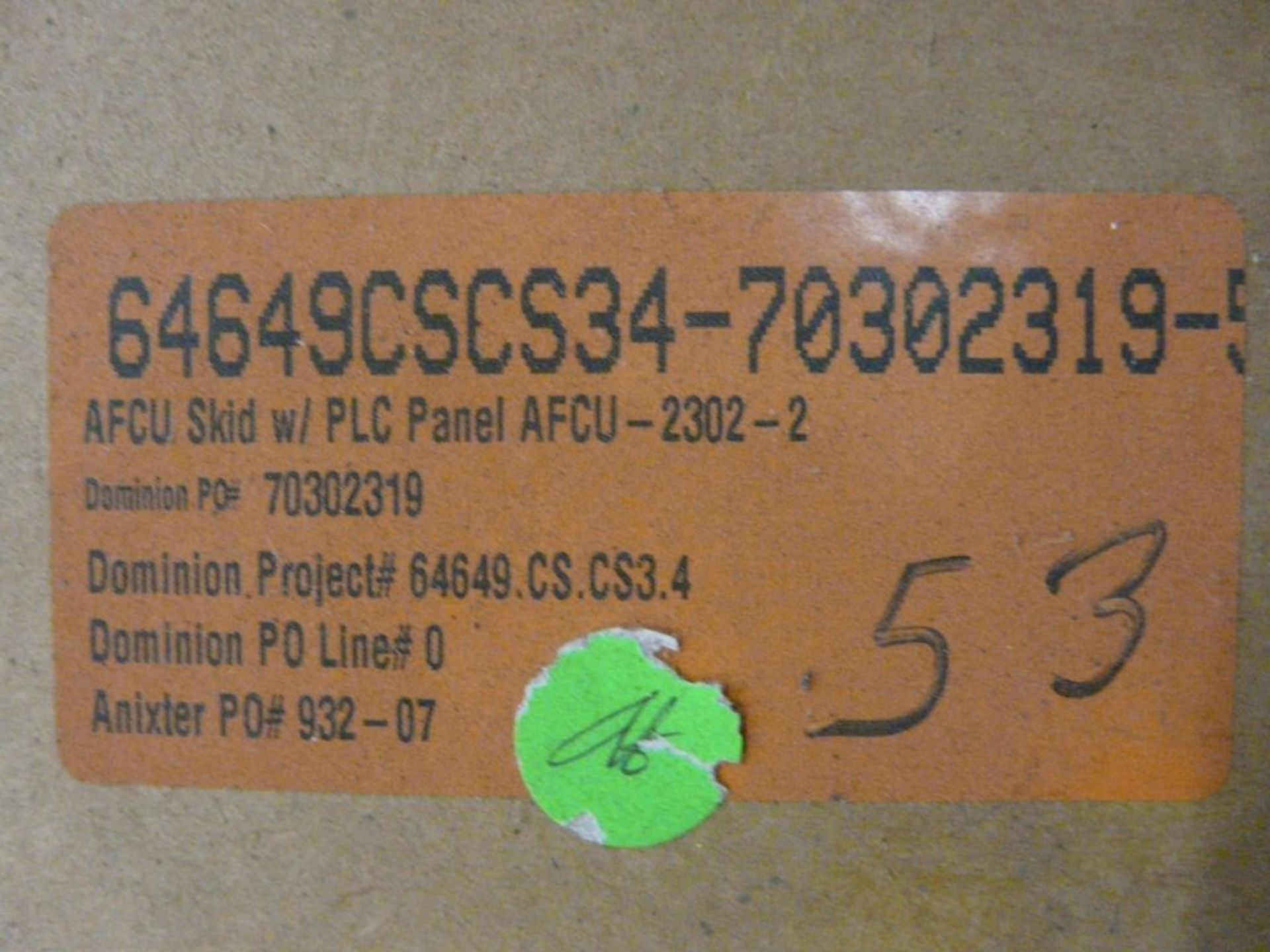 AFCU Skid w/PLC Panel|Part No. AFCU-2302-2; Tag: 223113 - Image 2 of 10