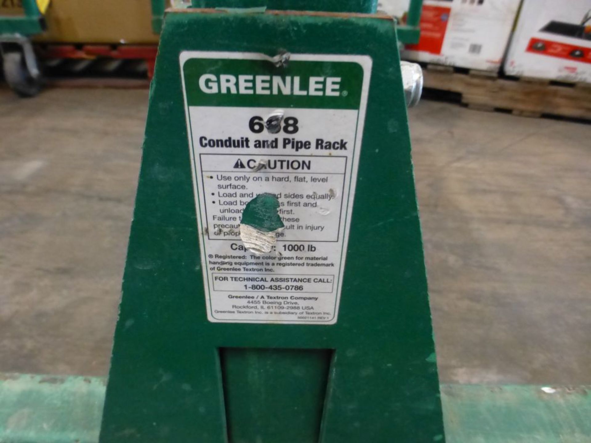 Greenlee Conduit & Pipe Rack|Part No. 668; 1000 lb Capacity; Tag: 224739 - Image 2 of 5