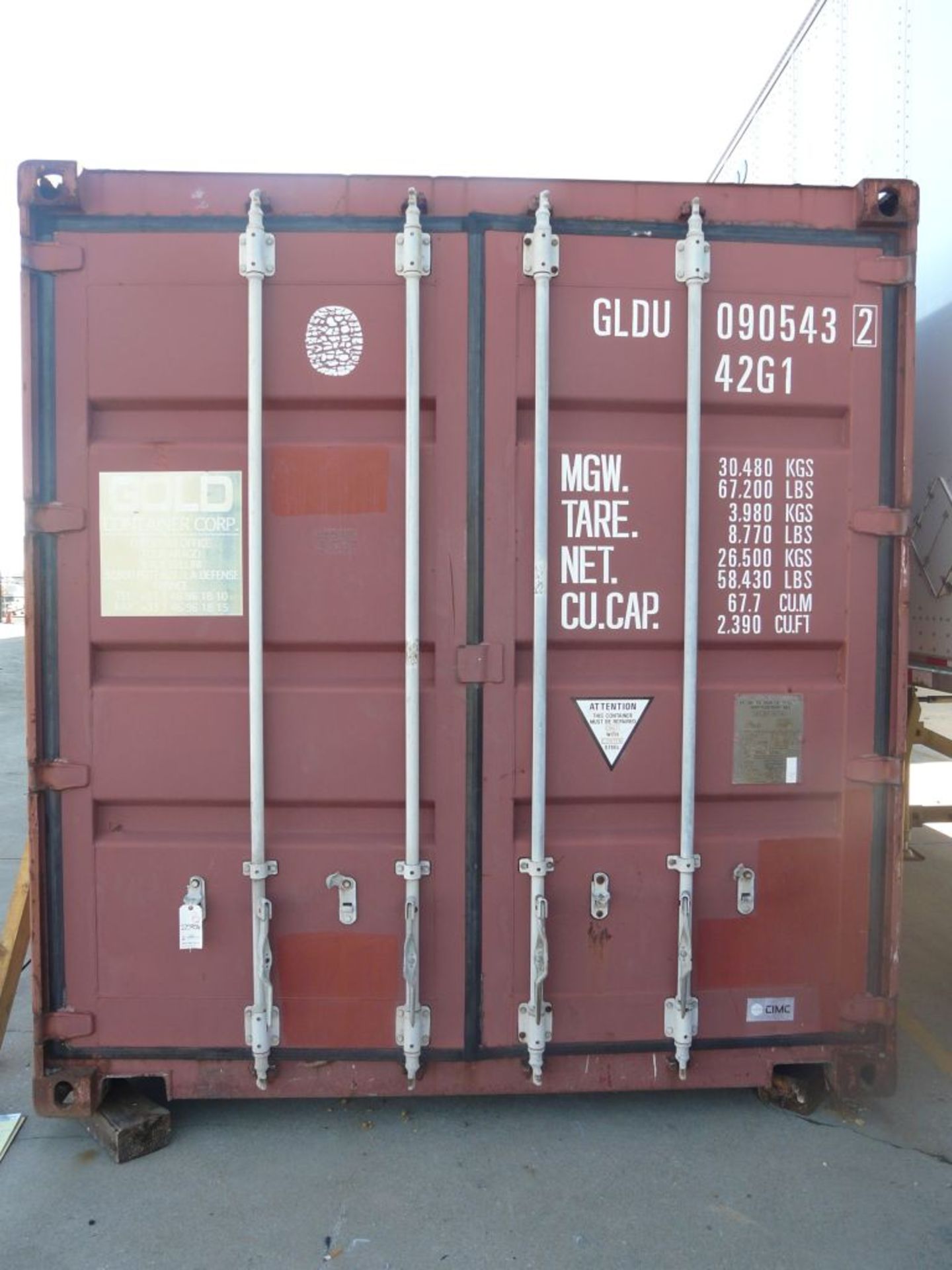 Gold Container Corp. 40' Shipping Container|ID No. G1DU090543-2; Mfg. 5/1998; Tag: 225956; Lot - Image 3 of 6