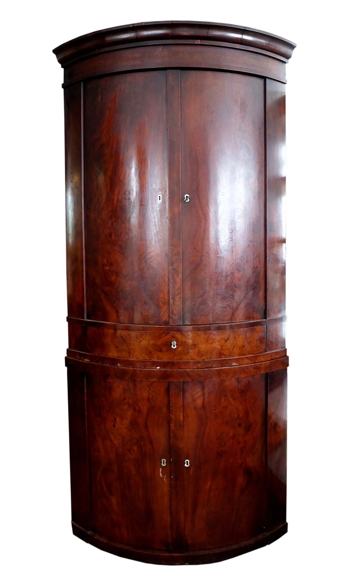 ECKSCHRANK, Biedermeier-Epoche, à-deux-Corps, Mahagoni-Furnier,