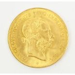 ÖSTERREICH, 4 Florin/10 Franken 1892, Anlagemünze, 3,225g 900er-Gold, vz