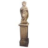 GARTENSTATUE, Putto (Allegorie des Winters) auf Postament,