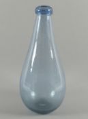 VASE, blasiges, blaugetöntes Glas, H