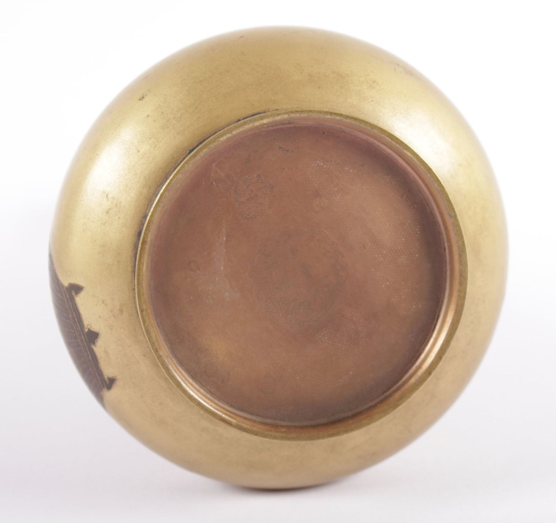 VASE, Bronze, vergoldet, in Gravur - Bild 4 aus 4