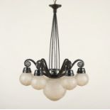 ART-DECO-DECKENLAMPE, Schmiedeeisen,