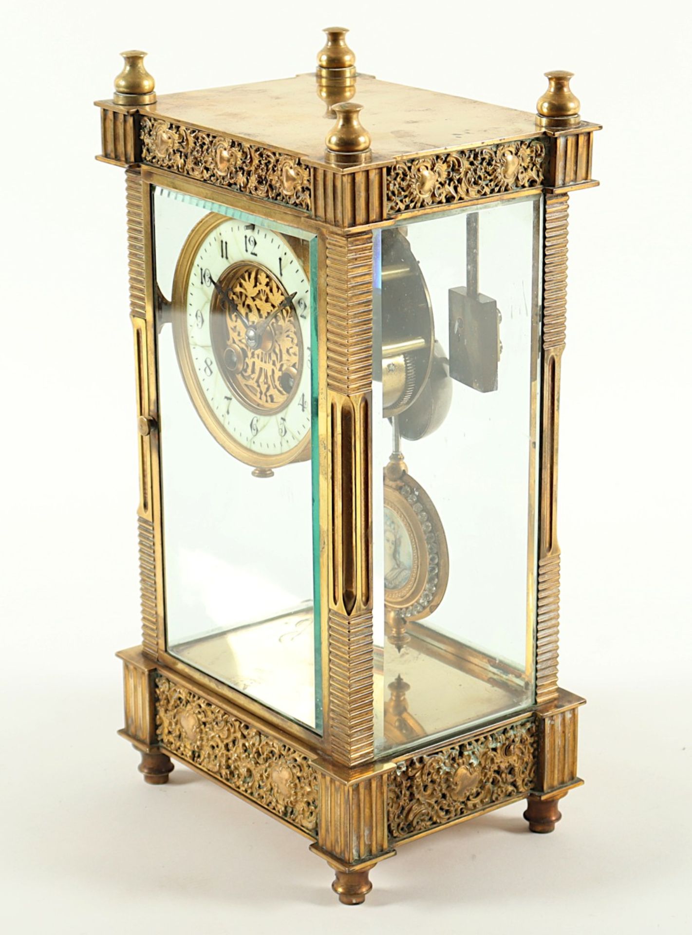 PENDULE, Messinggehäuse, verglast, - Image 3 of 6