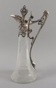 JUGENDSTIL-KANNE, farbloses Glas,