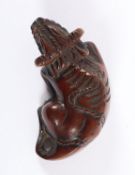 NETSUKE LIEBENDER OCHSE, Buchsbaum,