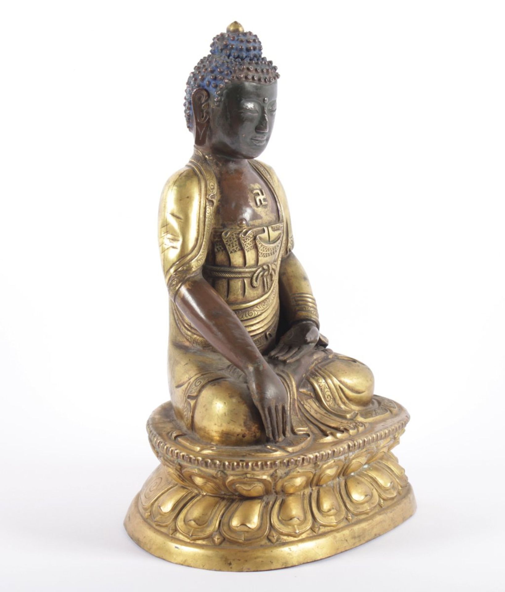 BUDDHA SHAKYAMUNI, Bronze, teilweise - Image 2 of 6