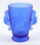 VASE, blaugetöntes, in Form gepresstes