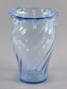 VASE, blaugetöntes Glas, H 24,5,