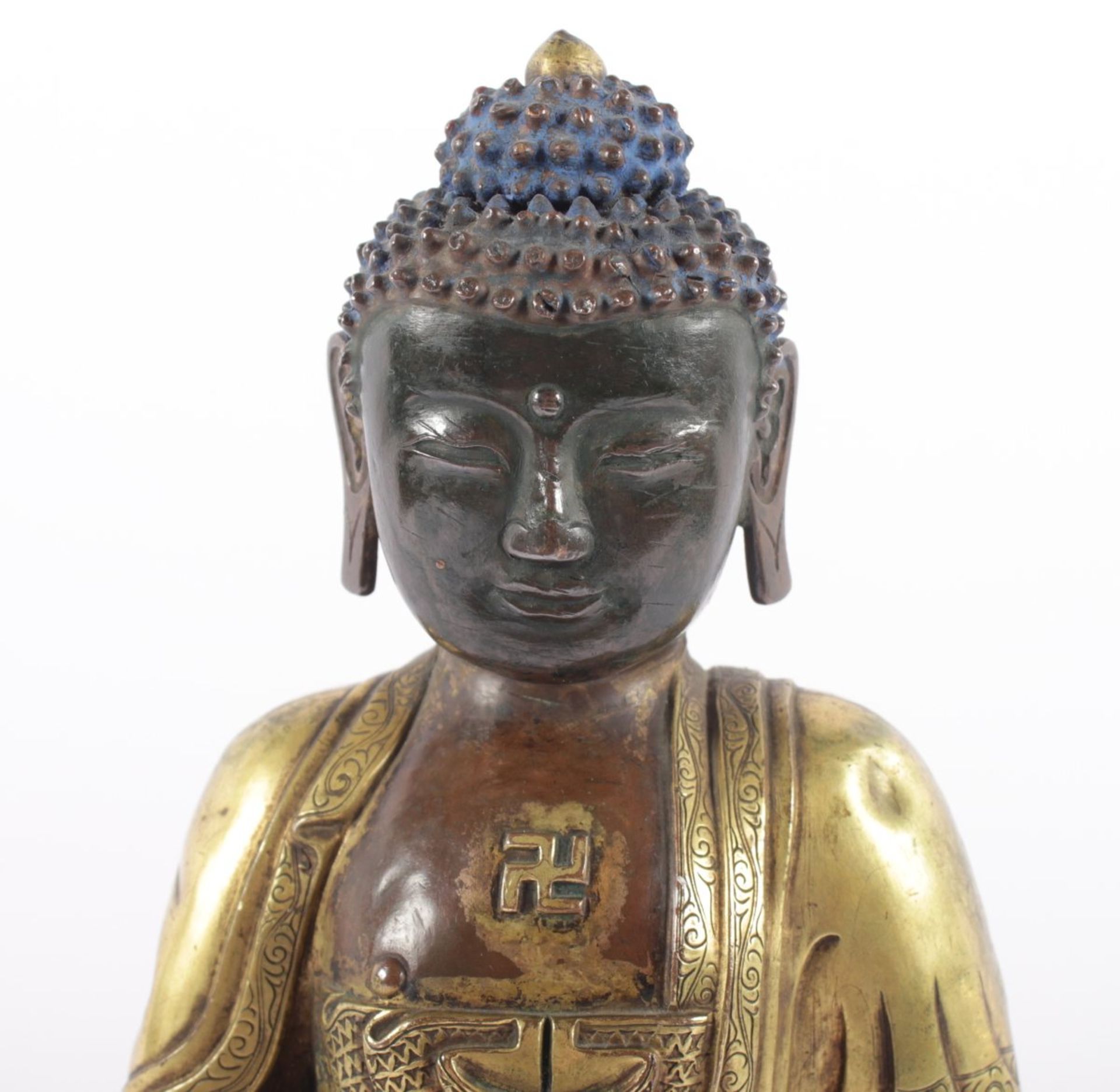 BUDDHA SHAKYAMUNI, Bronze, teilweise - Image 4 of 6