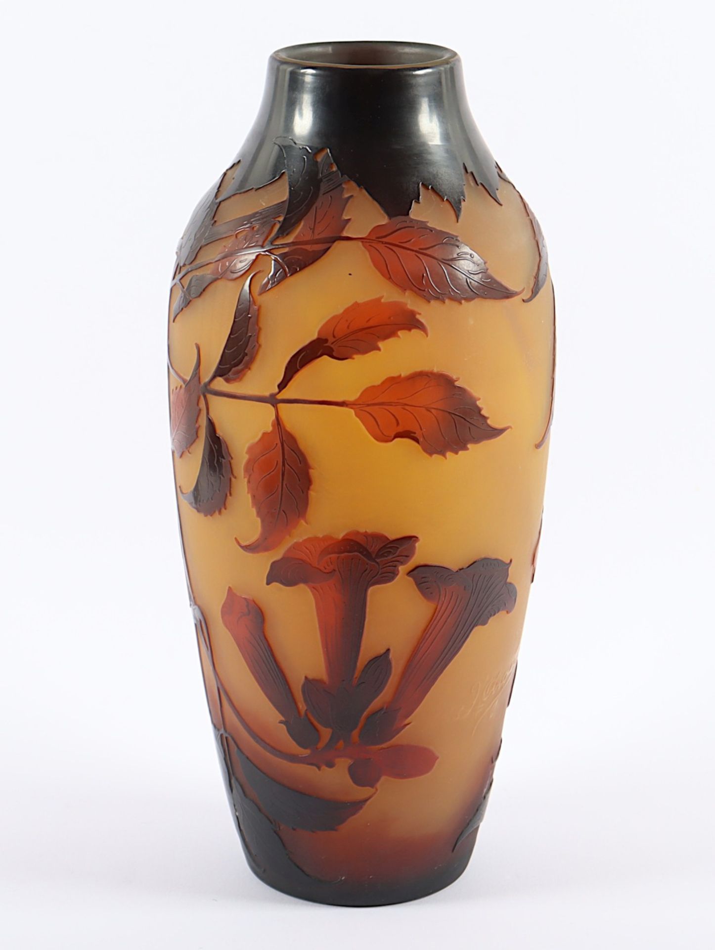 VASE, farbloses, satiniertes Glas,