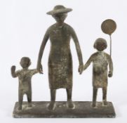 MODERNER BILDHAUER, "Familie", Bronze,