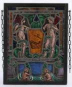 BLEIGLASFENSTER, Wappenmalerei, 49 x