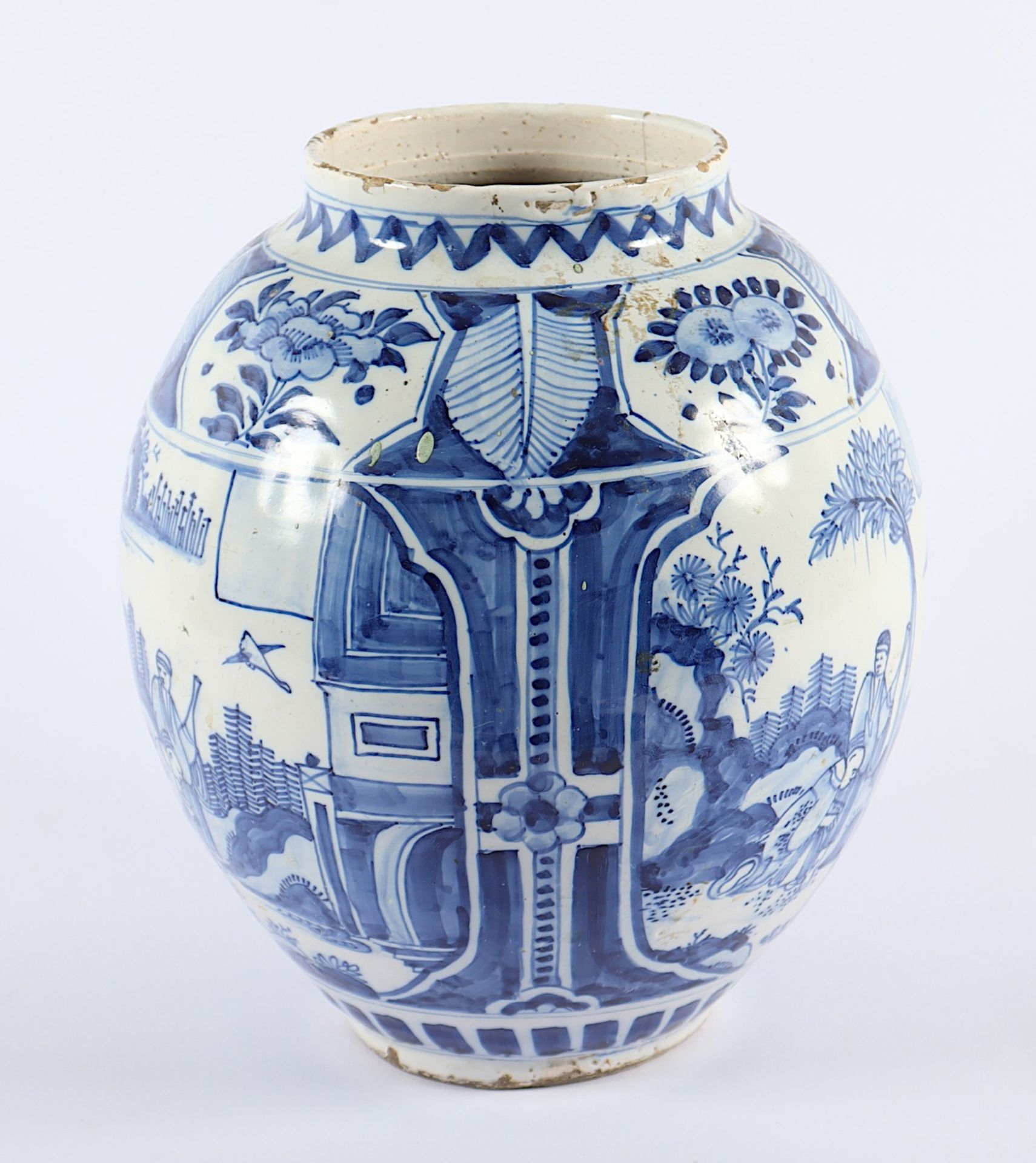 VASE, Fayence, weise Glasur, kräftiger - Image 2 of 3