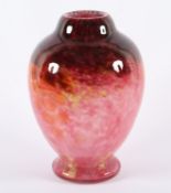 VASE, farbloses Glas, polychrome