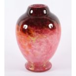 VASE, farbloses Glas, polychrome