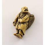 NETSUKE GAMMA SENNIN, ELFENBEIN, JAPAN, 18.JH.