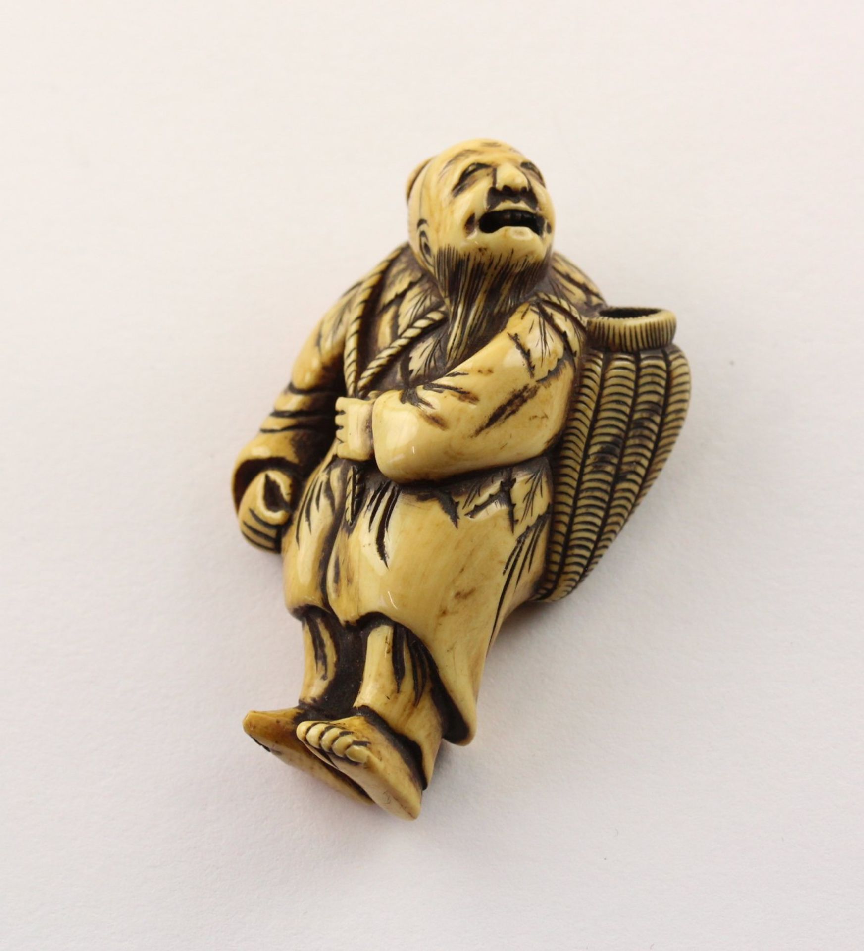 NETSUKE GAMMA SENNIN, ELFENBEIN, JAPAN, 18.JH.