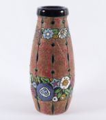 JUGENDSTIL-VASE, Keramik, polychrom