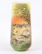 VASE, farbloses Glas, polychrome