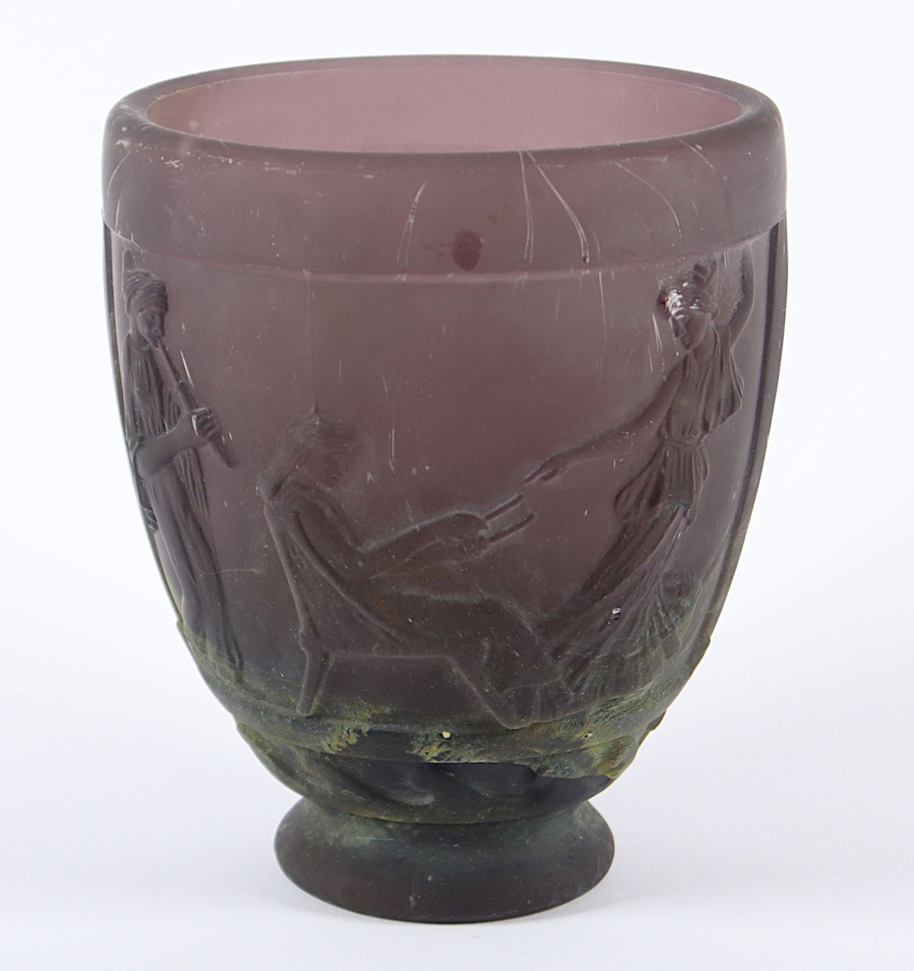 ART-DECO-VASE, violett getöntes Glas, - Bild 2 aus 3