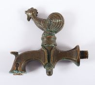 WASSERHAHN, Bronze, figürlicher Griff