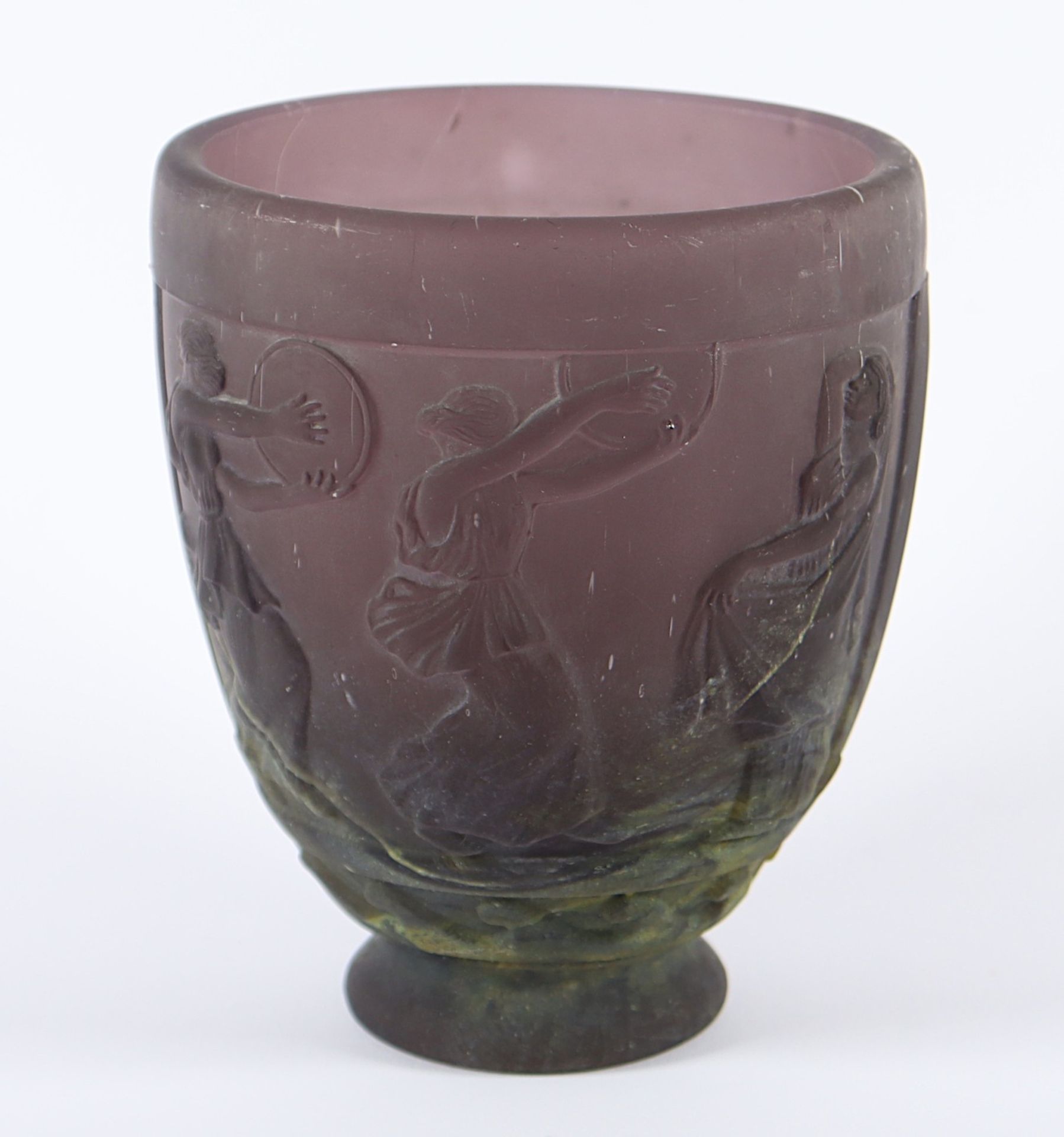 ART-DECO-VASE, violett getöntes Glas,