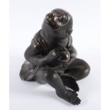 SITZENDER AFFE, BRONZE, JAPAN, MEIJI