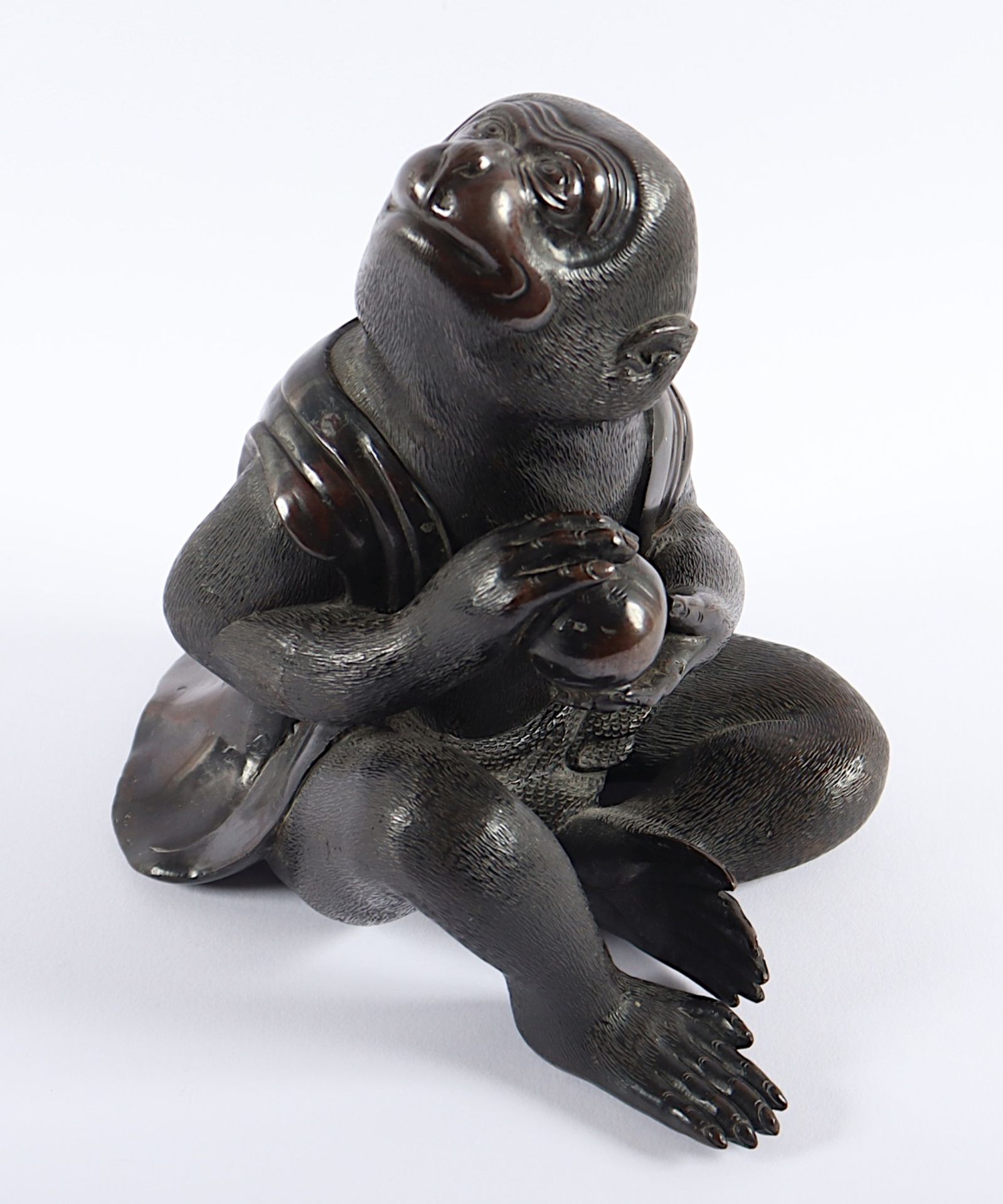 SITZENDER AFFE, BRONZE, JAPAN, MEIJI