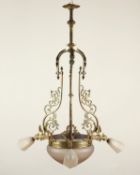 DECKENLAMPE, vierflammig, Bronze,