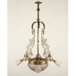 DECKENLAMPE, vierflammig, Bronze,