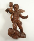 PUTTO MIT HERZ, Holz, geschnitzt, H