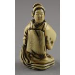 NETSUKE OIRAN, Elfenbein, die Frau