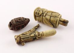 DREI NETSUKE, JAPAN, E.19.JH.