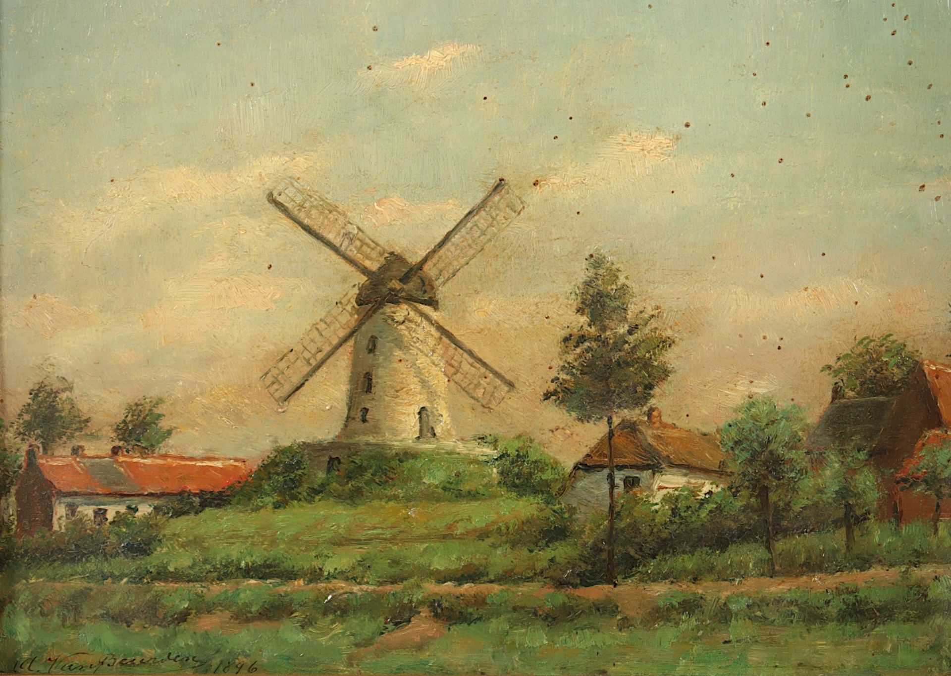 VAN BEURDEN, Alphonse II (1878-1961), "Niederländische Landschaft mit Windmühle", Öl/Holz, 24,5 x - Image 2 of 4