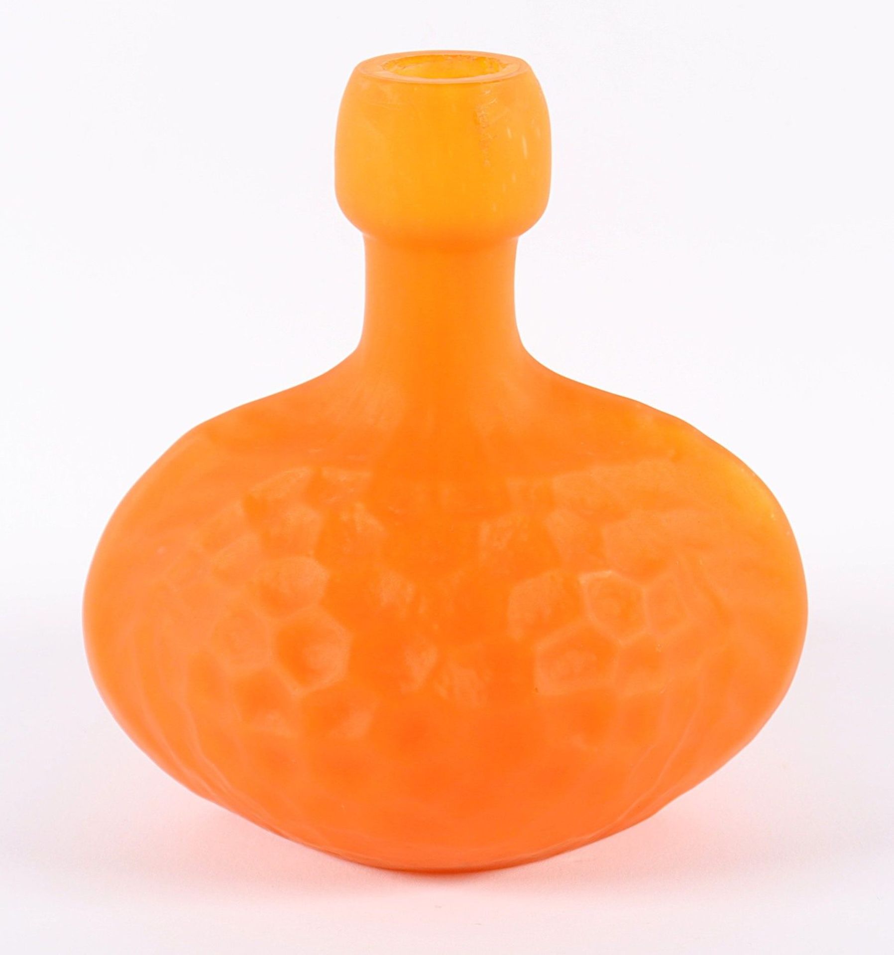 VASE, farbloses Glas, orange überfangen, H 16, FRANKREICH, um 1920