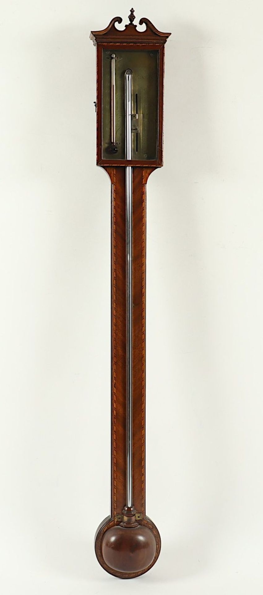 ENGLISCHES BAROMETER, Stick Barometer, Mahagonigehäuse, L 100, Quecksilbersäule, mit Thermometer,