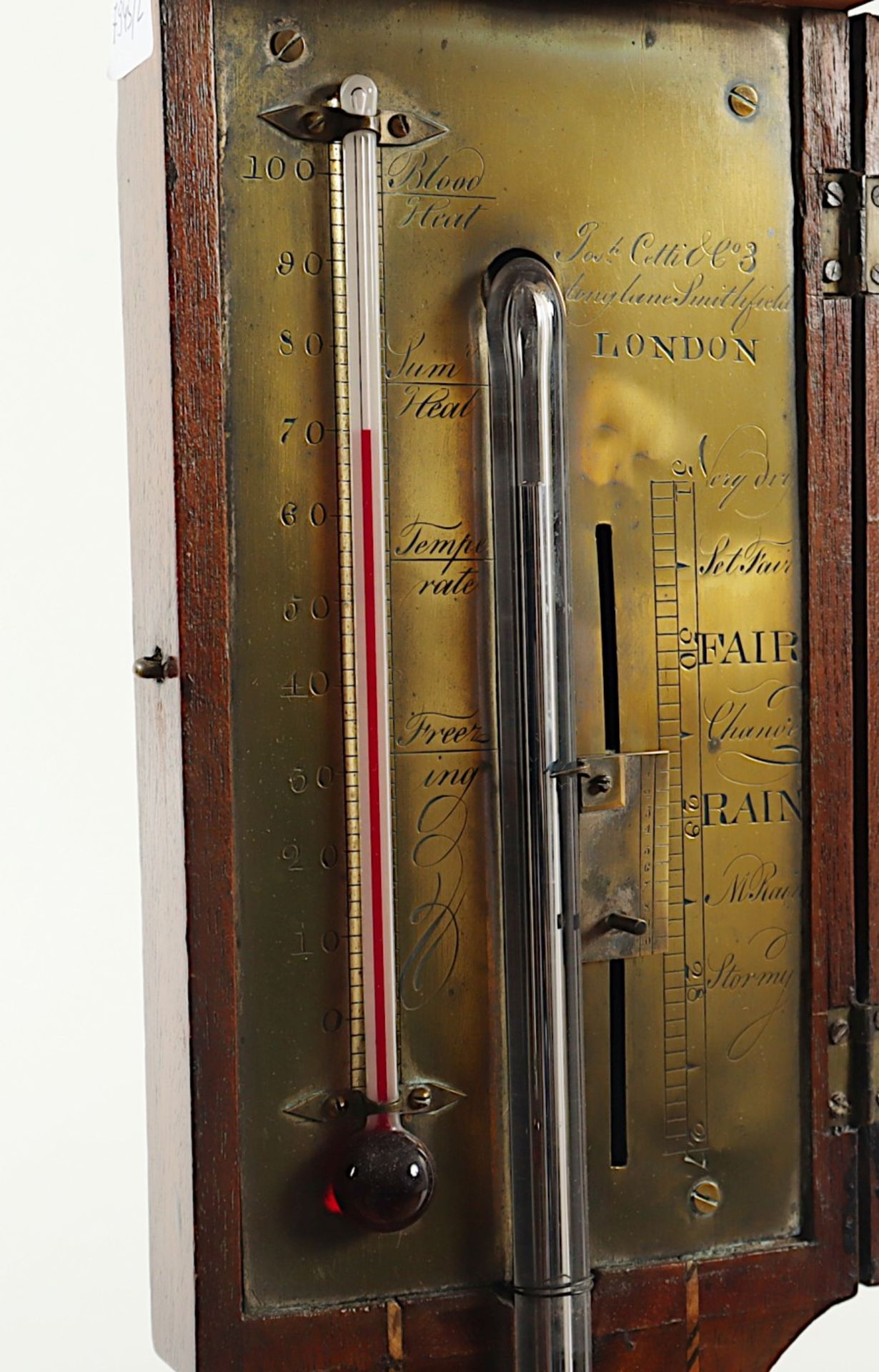 ENGLISCHES BAROMETER, Stick Barometer, Mahagonigehäuse, L 100, Quecksilbersäule, mit Thermometer, - Image 2 of 2