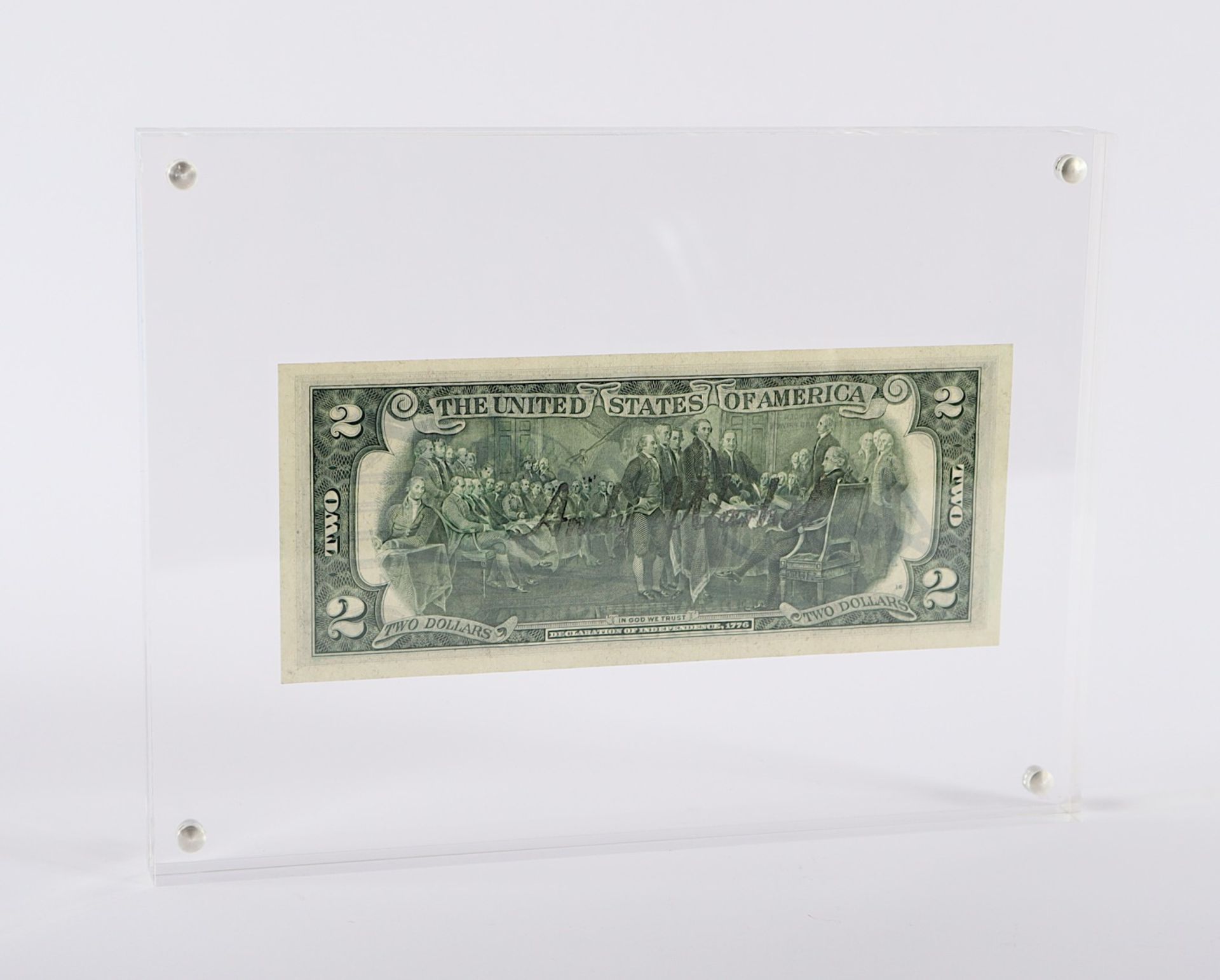 <de>WARHOL, Andy, "Two dollars", Multiple, 15,5 x 6,6, 1976, signiert mit schwarzem Filzstift und ve - Bild 2 aus 2