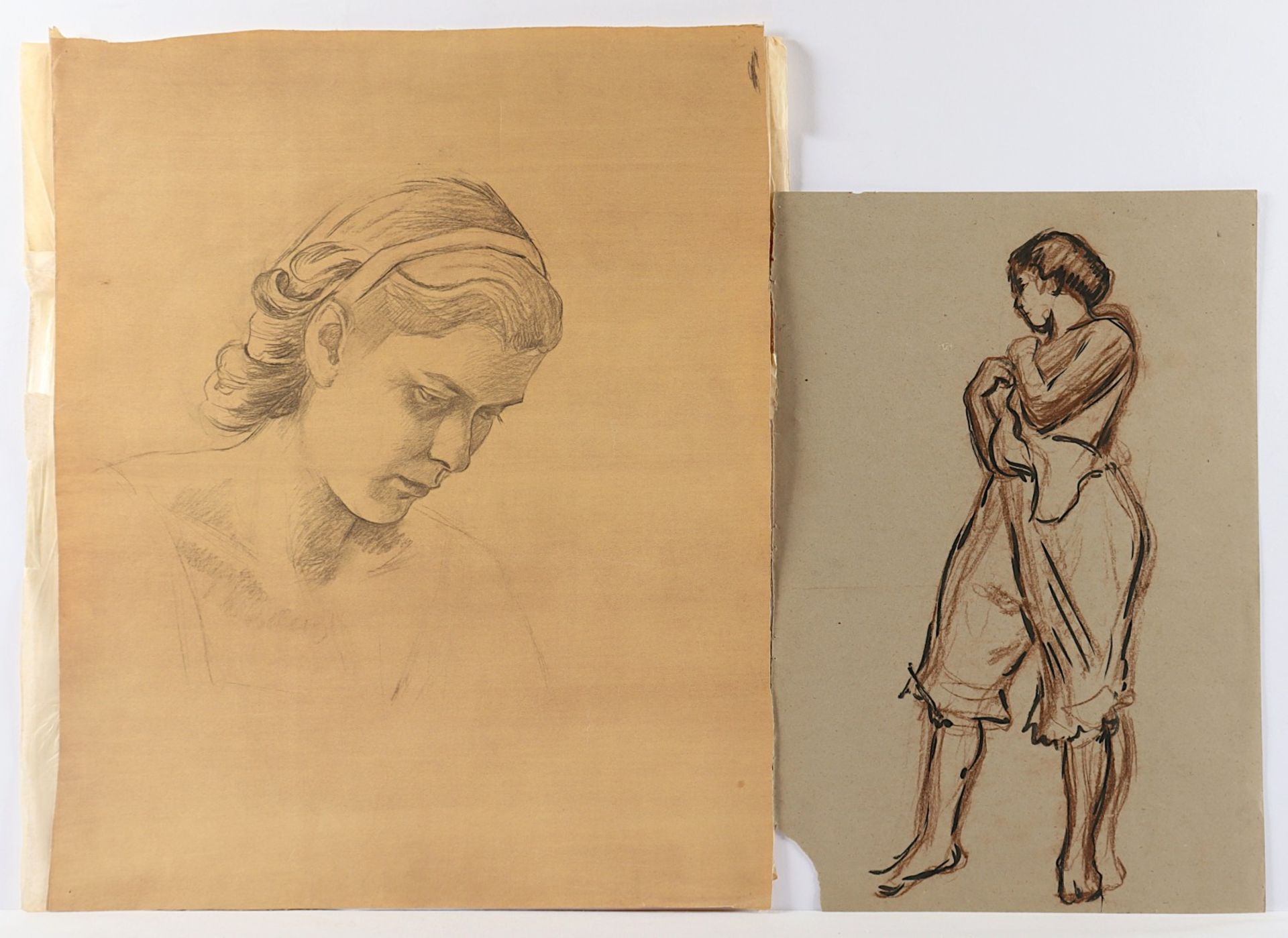 <de>BENGEN, Harold Tronson (1879-1962), 6 Portraitstudien und eine Entwurfszeichnung für eine Aufers - Bild 2 aus 3