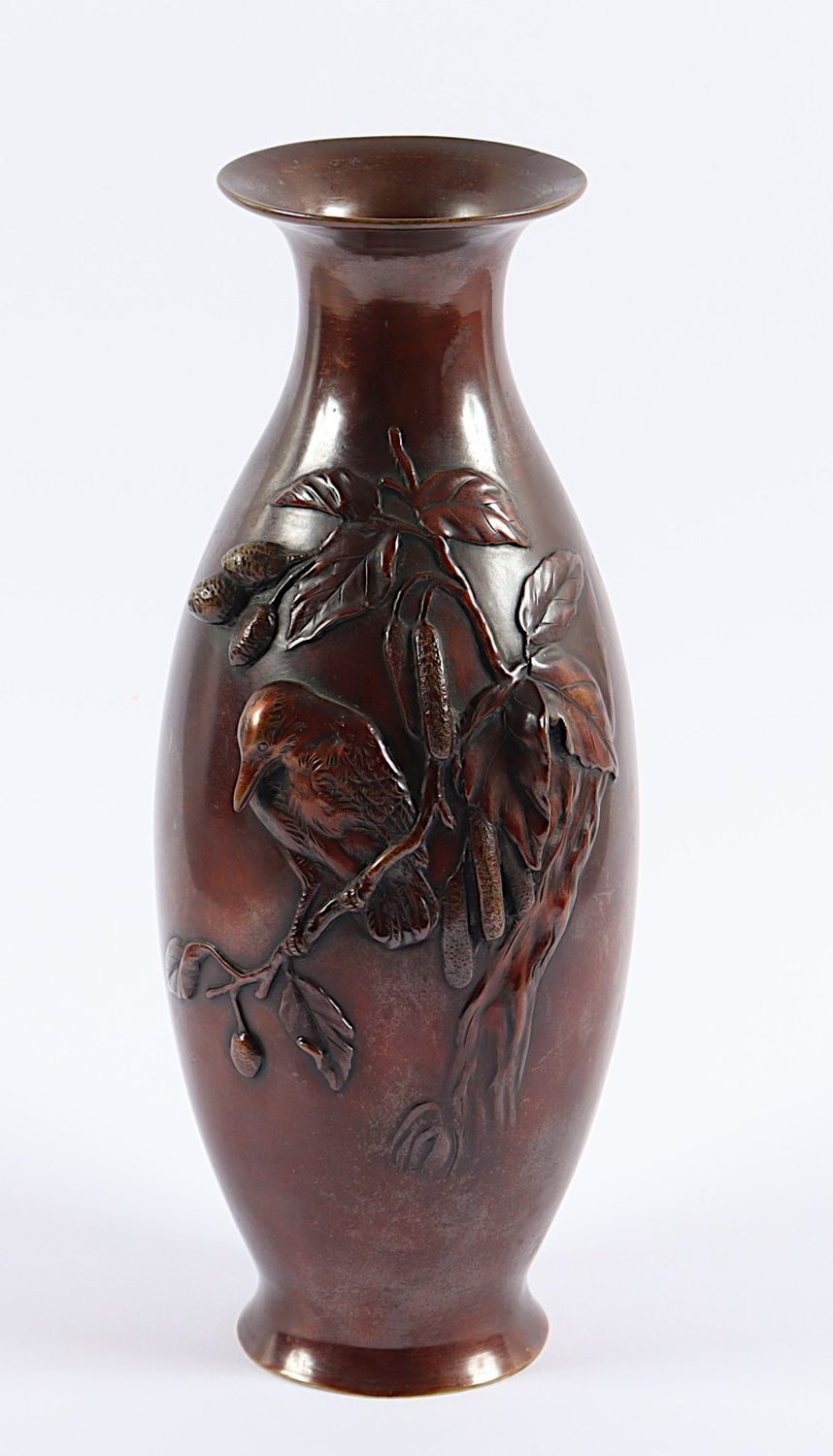 VASE, Bronze, lackiert, H 28, FRANKREICH, um 1920