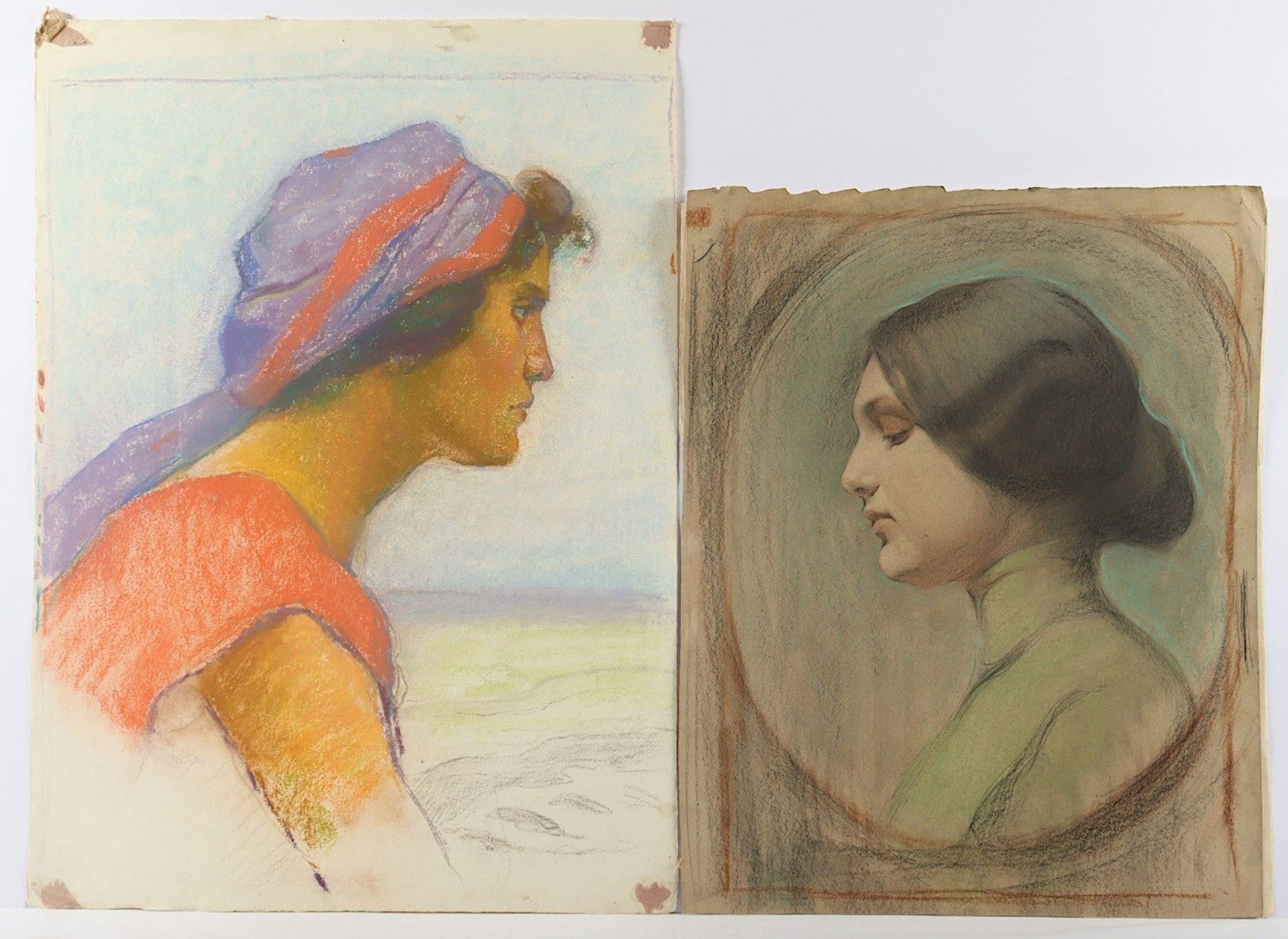 <de>BENGEN, Harold Tronson (1879-1962), 6 Portraitstudien und eine Entwurfszeichnung für eine Aufers