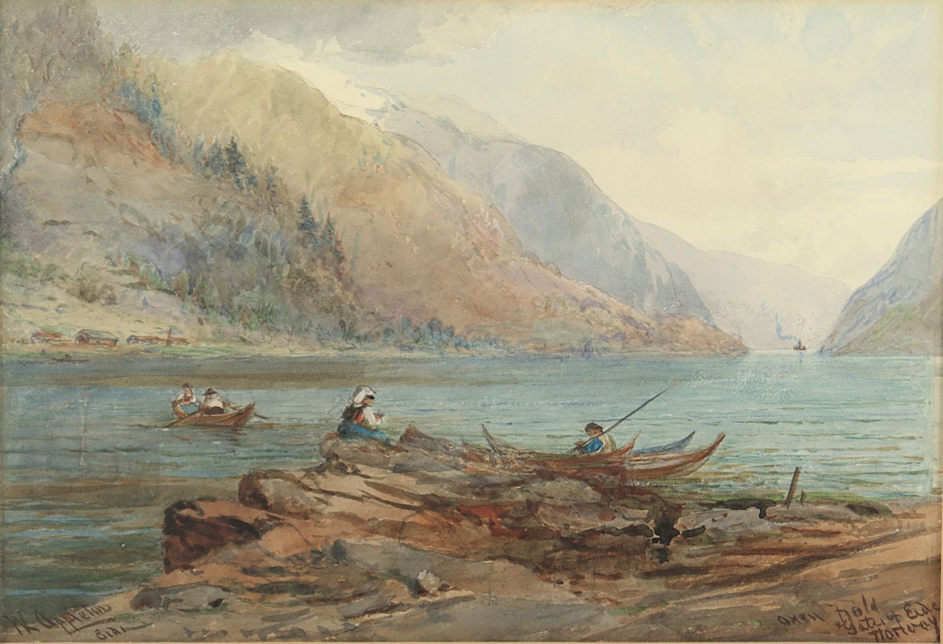 <de>APPELTON, William L. (Aquarellist des 19.Jh.), "Norwegische Fjordlandschaft bei Eide", Aquarell/ - Bild 2 aus 2