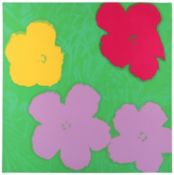 <de>WARHOL, Andy, nach, "Flowers", Farbserigrafie/Karton, ca.92 x 92, verso in Blau gestempelt: Fill