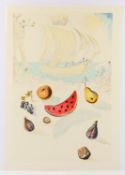 <de>DALI, Salvador, nach, "Ship and fruits", Granolithografie, 72 x 48, verso nummeriert 163/2500, 1